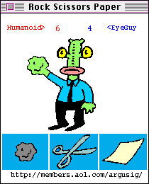 Playing rock paper scissors against a robot.